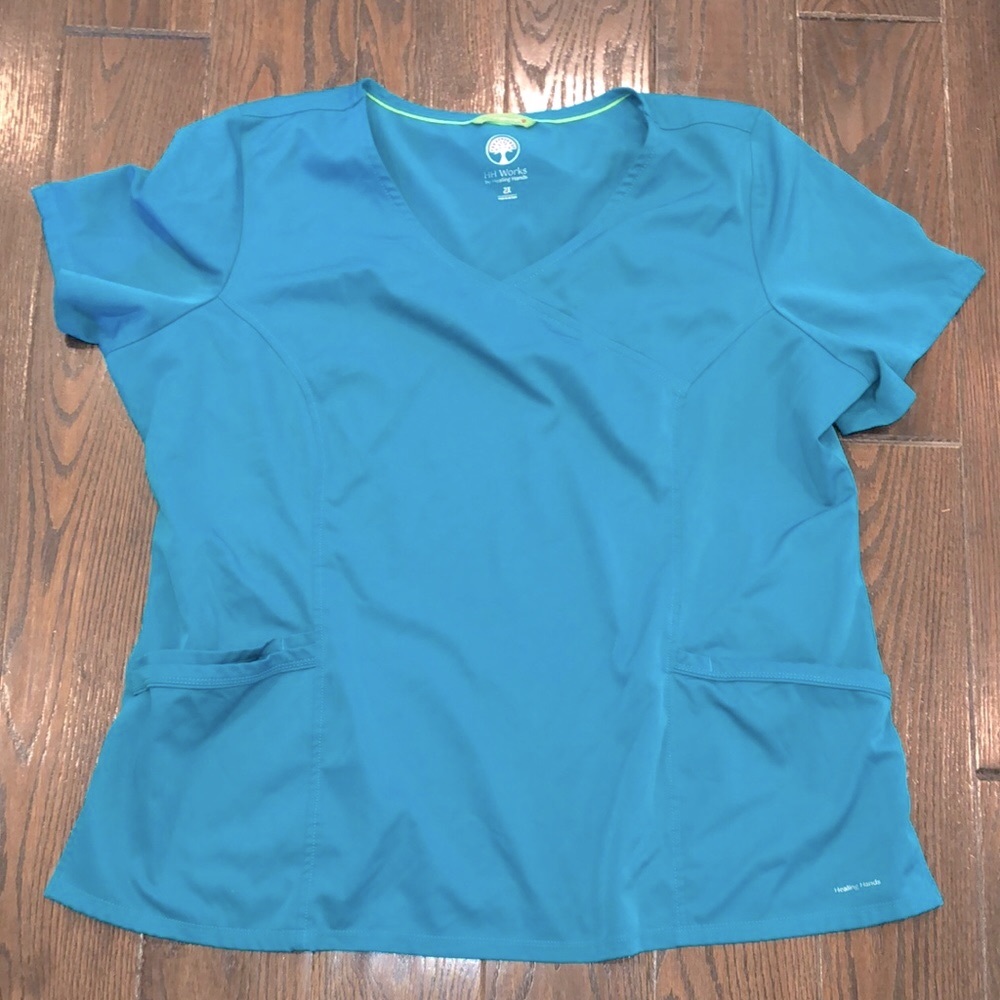 HH WORKS by healing hands turquoise nurses scrub top size 2X